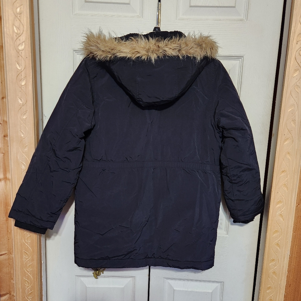 Boys Black Puffer Jacket with Faux Fur Hood - Picture 12 of 12